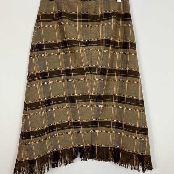 Vintage Jessica Plaid A Line Fringe Skirt Sz 29 - Picture 8 of 10